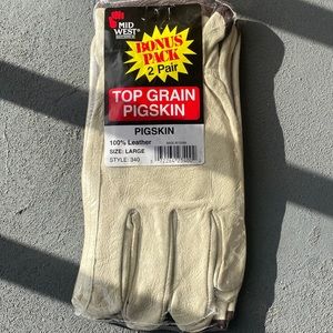 MidWest Quality Men's Leather Gloves Two Pairs size Large